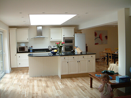 Cream Kitchen Interior and Wooden Flooring